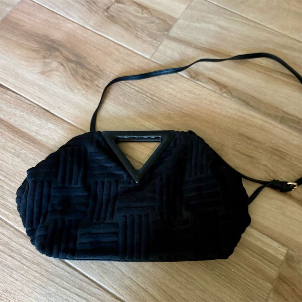 Urban Expressions Women's Black Quilted Shoulder Bag with Triangular Handle
